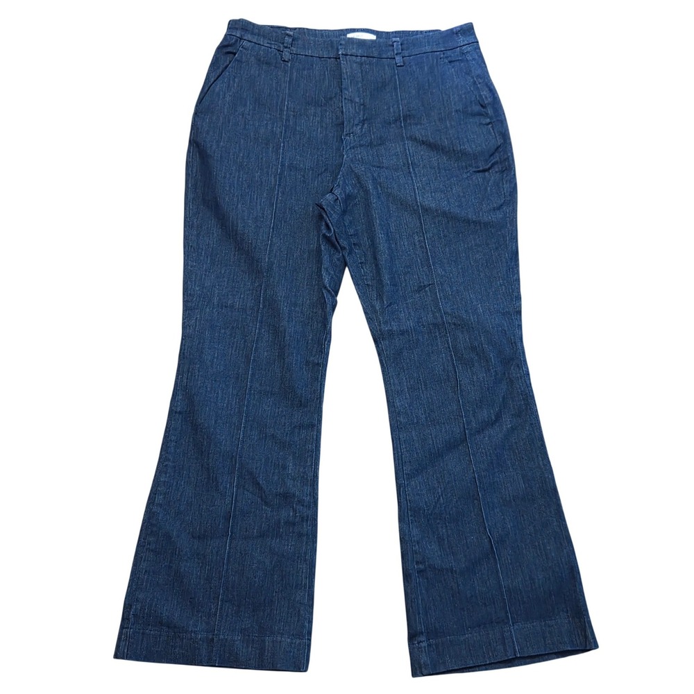 Nine West Dark Indigo Wide Leg Denim Trouser Pants 16 Corpcore Academia Twee